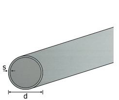 1.4301 Deko- Rundrohr 42,4x2 mm HF-geschweißt ungeglüht geschliffen EZL 6 m + Schutzschlauch