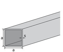 Aluminij-Kvadratna cev EN-AW 6060 (AlMgSi0,5) 80x80x3 mm stisnjeno T66 dolžina 6m